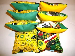 8 Cornhole Bags Set Corn Hole Toss John Deere GR/YW - Picture 1 of 1