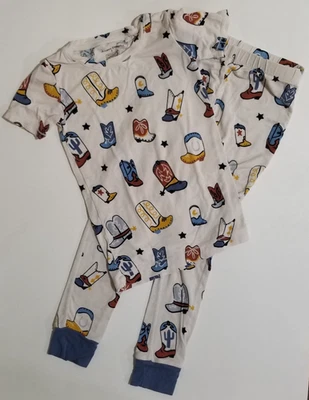 Angel Dear Cowboy Boots Pajama Set Size 5 Bamboo Western - Image 1 of 4