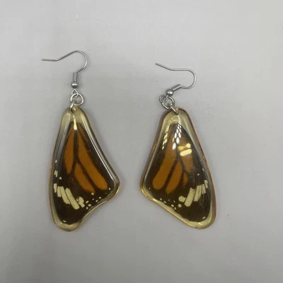 Pendientes de ala de mariposa real recubiertos de resina colgantes joyería de mariposa Foto 1 de 4