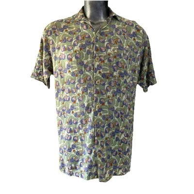 FLAX  Mens Small Blue Green Floral Tropical Hawaiian Aloha Shirt - Image 1 of 4