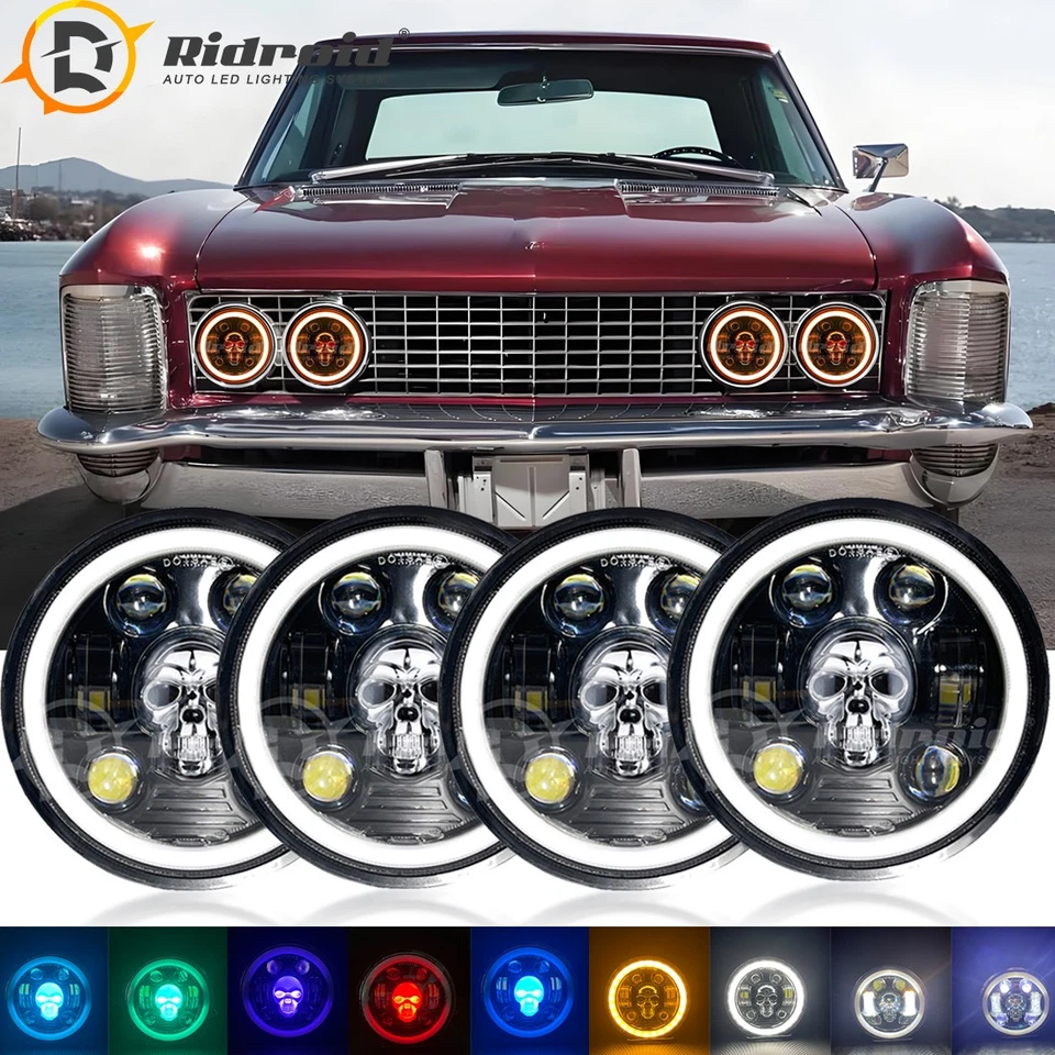 4PCS 5 3/4" 5.75 inch Round LED Headlights Halo DRL Fit Buick Riviera 1963-1974 Foto 1 de 4