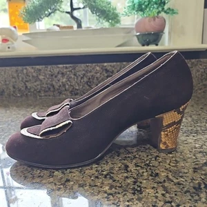 Zapatos de salón vintage de cuero gamuza y serpiente pitón años 40 6,5 M o 7,5 AA - Imagen 1 de 19