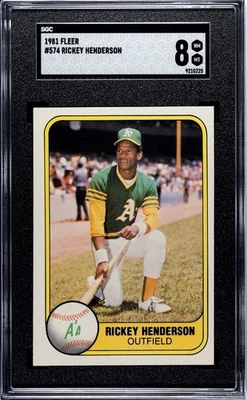 1981 Fleer #574 Rickey Henderson SGC 8 NM MT MLB HOF Oakland Athletics - Image 1 of 2