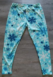 LuLaRoe blau weiß Leggings Schneeflocken Winter Thema EUC Damen Plus TC2 - Bild 1 von 5