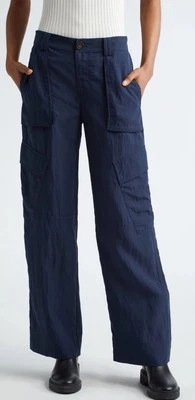 Vince Fluid Wide Leg Cargo Pants Coastal Blue Tencel Blend New $395 Size 10 - Image 1 of 4
