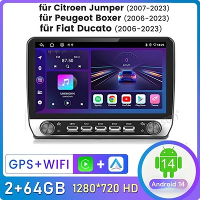 Für Fiat Ducato 2006-2023 DAB 2+64G Android14 CarPlay Autoradio Navi GPS WIFI FM - Bild 1 von 4