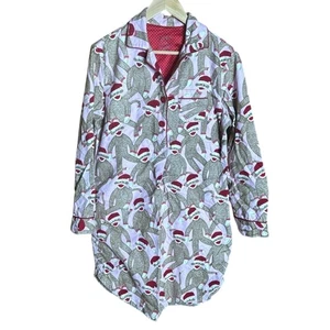 Nick and Nora Calzino Scimmia Calda Flanella Camicia da Notte Taglia Media Vacanze Natale - Foto 1 di 6