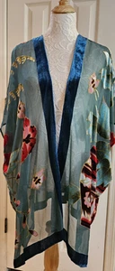 Unbranded (Chicos) One Size Burnout Velvet And Shear Floral Kimono - Picture 1 of 5