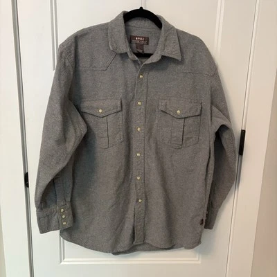 Vintage MOOSE CREEK Chamois Shirt Men’s L Gray Heavy Duty Flannel Pearl Snap - Image 1 of 4