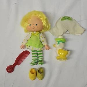 Muñeca Strawberry Shortcake Mint Tulip 1979 con sombrero para mascotas Marsh Mallard zapatos peine - Imagen 1 de 14