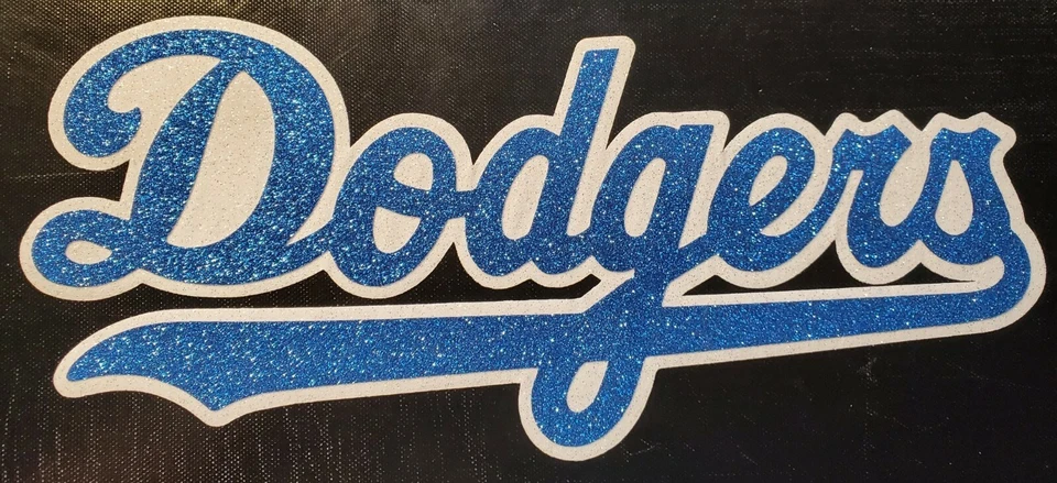 HUGE LOS ANGELES DODGERS SHIMMERING IRON-ON PATCH - 4.5" x 10.5"