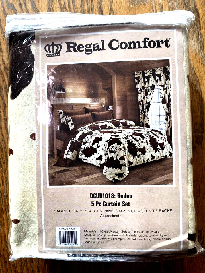 Regal Comfort Rodeo Style Printed Curtain Set - Beige/Brown