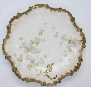Antique Plate P&B Limoges France Pitkin & Brooks Paste Porcelain Fluted Gold - Picture 1 of 8