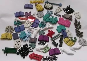 Lot of over 50 multicolor assorted flatback scrapbook pieces NEW - Picture 1 of 2