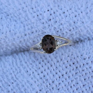 100% Natural Smoky Quartz Gemstone Silver Ring Onyx Silver Jewelry MN-25 - Picture 1 of 6