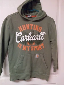 Carhartt Pullover Hoodie Sweatshirt- Hunting is my Sport-Green-Large 14-16 - Picture 1 of 9