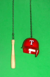 TEXAS RANGERS CEILING FAN PULL CHAIN SET HELMET AND BASEBALL BAT - Picture 1 of 3