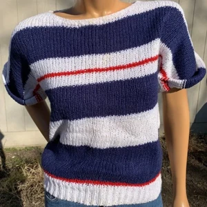 Vintage Renee tener for Jeanee Pierre - Red, White, Blue Knit Top - 80s - Size S - Picture 1 of 6