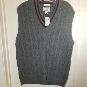 Men's Joseph A. Bank Merino Wool Cableknit Vest Grey Sz L - Picture 1 of 5