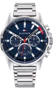 Tommy Hilfiger Herren Uhr 1791788 – Edelstahl Blaues Zifferblatt Multifunktion - Bild 1 von 7