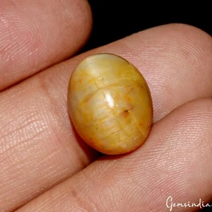 11.70 Cts Natural Chrysoberyl Cat's Eye Yellow Oval Cabochon Loose Certified Gem - Picture 1 of 8