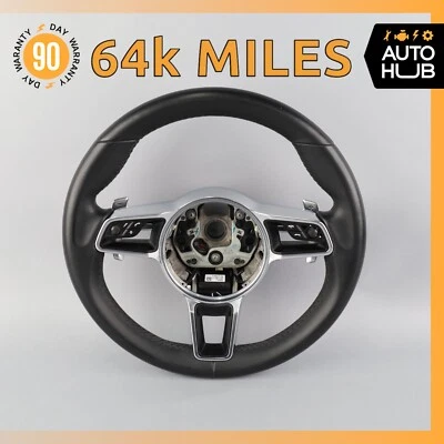 15-21 Porsche Macan Turbo 95B Steering Wheel w/ Paddle Shifters Black OEM 64k - Image 1 of 4
