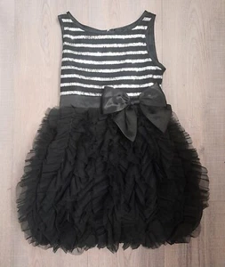 Biscotti Girls Collection Sparkly Sequin Ruffle Silver/Black Dress, size 5 - Picture 1 of 5