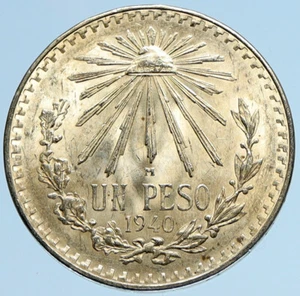 1940 Mo MEXICO Large Eagle Liberty Cap Mexican Antique Silver 1 Peso Coin i97948 - Picture 1 of 3