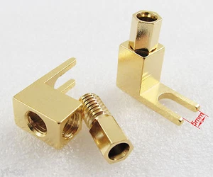 1pc Gold Plated Copper Spade Banana Fork plug Mcintosh Amp Eico tube Adapters - Picture 1 of 4