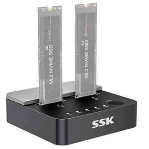 NVMe Clone SSD Station d’Accueil Dual-Bay Boîtier M.2 SSD NVME USB3.2 Gen2X2 ... - Photo 1/7