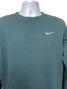 Nike Sweatshirt Mens Size Medium Turquoise Swoosh Logo Crew Neck Navy Classic