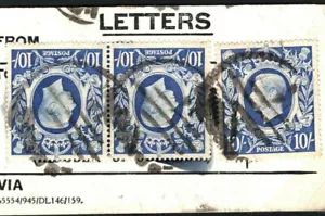 GB KGVI 10s HIGH VALUES £1/15/3½d Rate Franking Used GPO Bag Tag 1948 G250a - Picture 1 of 8