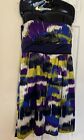 Max and Cleo FULL MOON Size 10 Strapless Bright Geometric Design Lined Dress