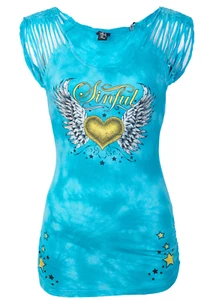 Sinful By Affliction Women's T-shirt Melody Biker Tattoo - Picture 1 of 12
