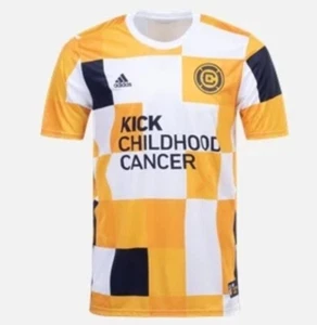 NWT ADIDAS CHICAGO FIRE MLS KICK CHILDHOOD CANCER PreMatch Warm Up Jersey lrg - Picture 1 of 4