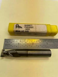 2) NEW BASSETT BRAND 15/32 X 1/2 LOC X 1/2 SHANK 2 FLUTE HI-HELIX CARBIDE EM - Picture 1 of 4