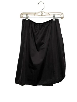 Falda Vanity Fair negra vintage de los años 90 media sin cordones talla mediana satinada transparente Foto 1 de 4