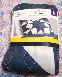 Mainstays Classic Blue Star Sham-King Size- navy/white-polyester-New in PKG - Picture 1 of 5