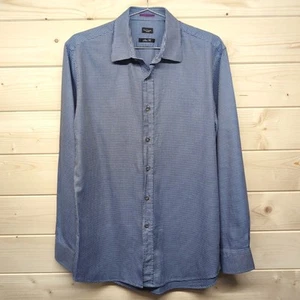 Paul Smith London Mens 15.5 39 XL Blue Shirt Slim Fit Houndstooth Made In Italy - Picture 1 of 14