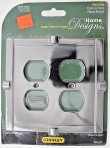Stanley Dual Duplex Wandplatte schwarz verchromt S804-591 RABATTE #91s - Bild 1 von 2