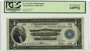 FR.717 $1 1918 FRBN Philadelphia Very CH New 64PPQ PCGS Currency 950750-80 - Picture 1 of 3