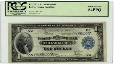 FR.717 $1 1918 FRBN Philadelphia Very CH New 64PPQ PCGS Currency 950750-80 - Image 1 of 3