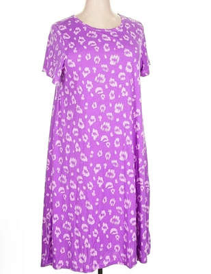 Vestido para mujer LuLaRoe talla 3XL Carly leopardo guepardo púrpura lavanda alto-bajo nuevo con etiquetas Foto 1 de 4