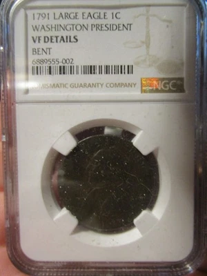 1791 1C President Washington Cent NGC VF details bent Large Eagle   (MRB) - Image 1 of 4