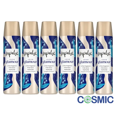 6 X Impulse Into Glamour Body Fragrance Spray Deodorant 75ml