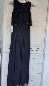 *** reduced *** size 6 NAVY BLUE DRESS ELIZA J COCKTAIL OR PROM OR WEDDING - Picture 1 of 6