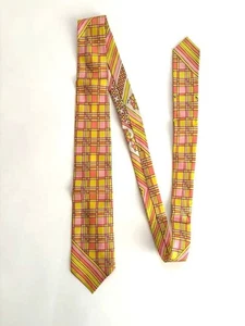 Emilio Pucci Vintage Antique Tie Multicolor Silk Check Pattern Men's From Japan - Picture 1 of 24