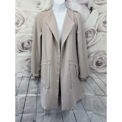 Wallis Light Open Jacket Size 12 Beige Pinkish Summer Coverup Cardigan Pockets - Image 1 of 4
