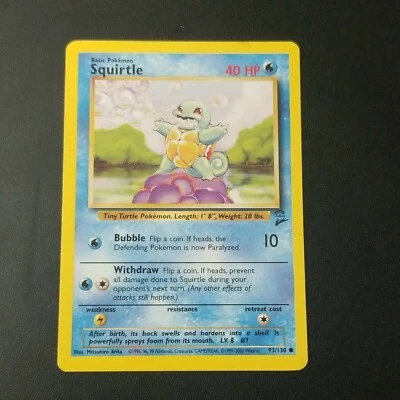 SQUIRTLE 93/130 - VINTAGE WOTC Pokemon Card - BASE SET 2 - NM/M - Image 1 of 2