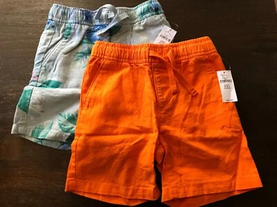 NUEVO CON ETIQUETAS LOTE 2 PARES Pantalones Cortos Bebé Gap 3 Años 3T Lino Azul Naranja Tropical Nuevos Foto 1 de 4